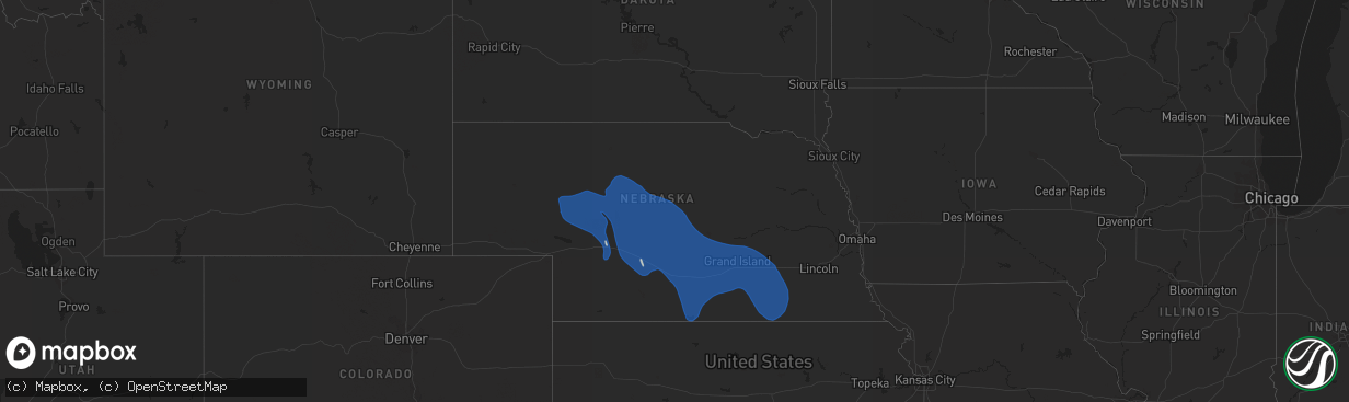 Hail map in Nebraska on April 6, 2024