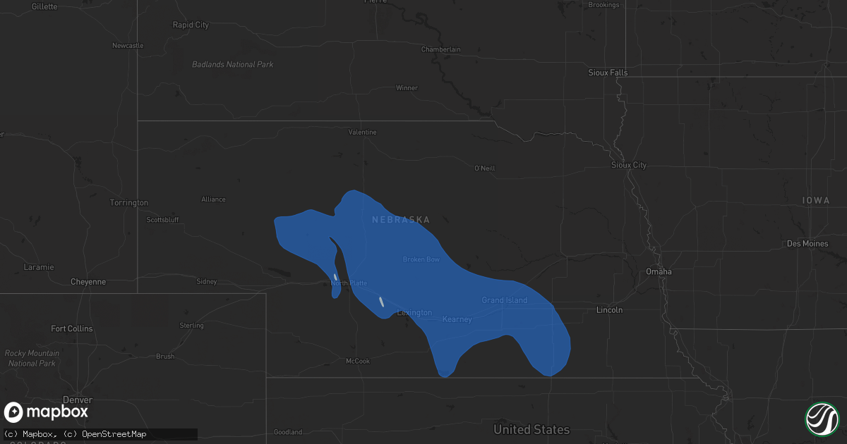 Hail map in Nebraska on April 6, 2024