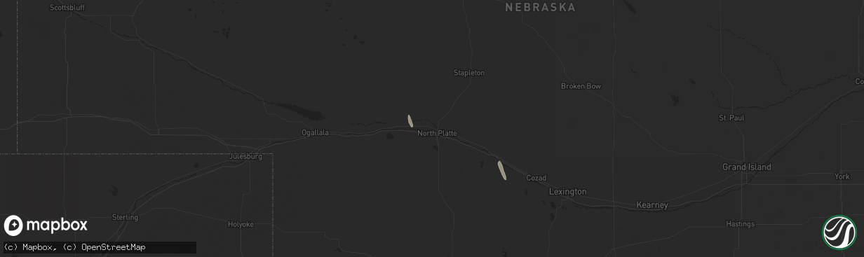 Hail map in North Platte, NE on April 6, 2024