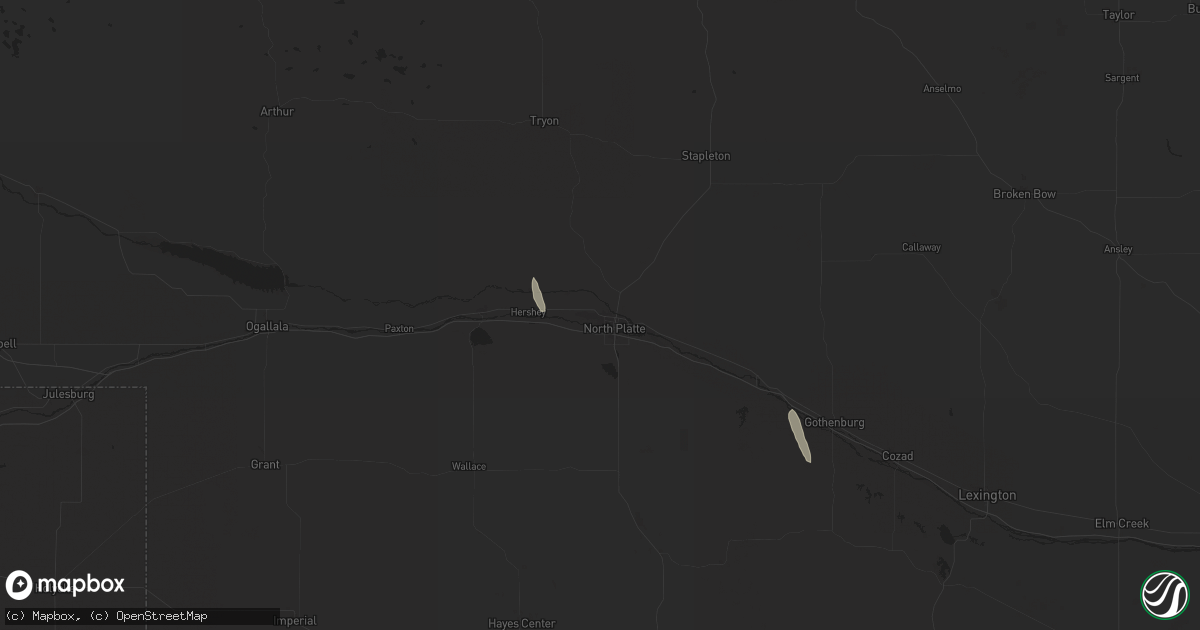 Hail map in North Platte, NE on April 6, 2024