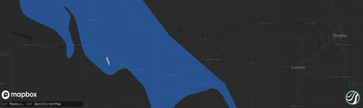 Hail map in Ravenna, NE on April 6, 2024