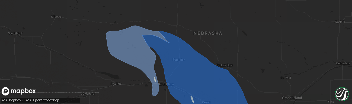 Hail map in Stapleton, NE on April 6, 2024