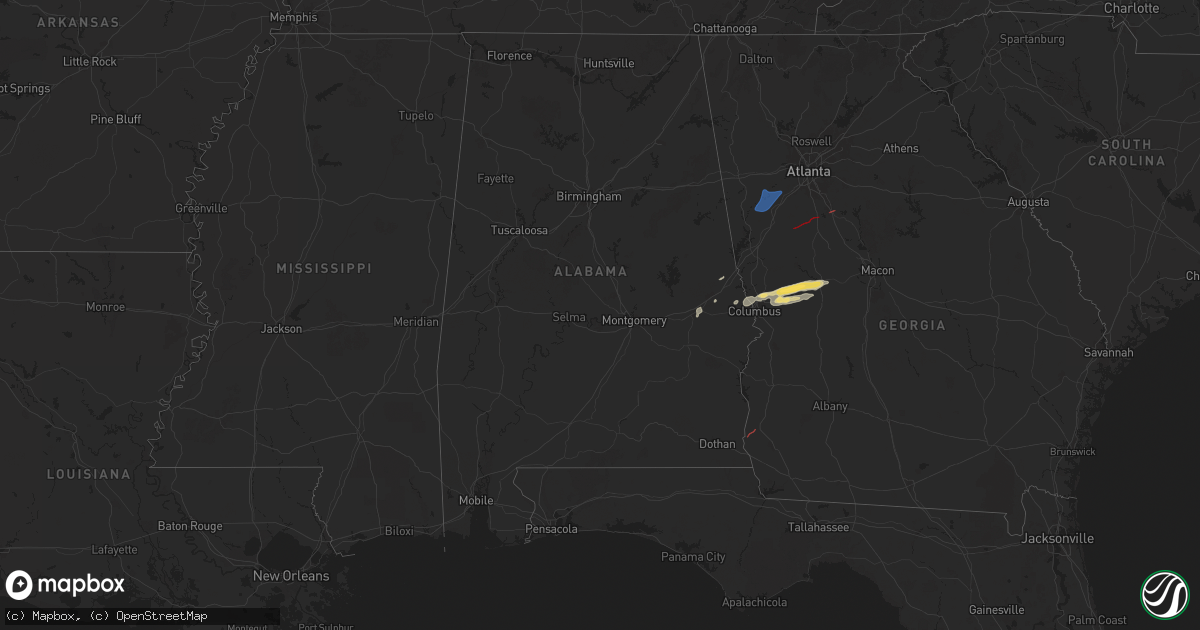 Hail map in Alabama on April 6, 2025