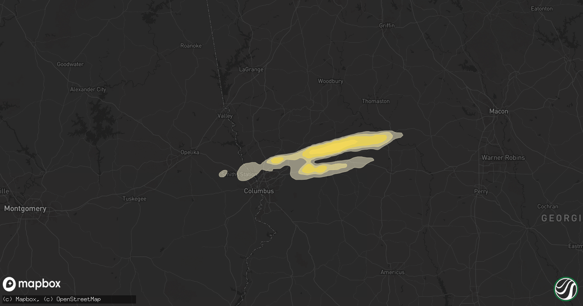 Hail map in Ellerslie, GA on April 6, 2025
