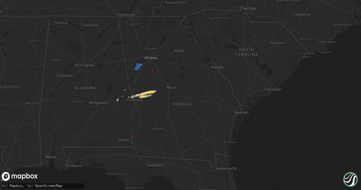 Hail map in Georgia on April 6, 2025