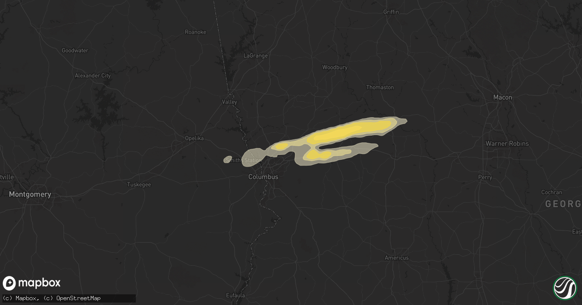 Hail map in Midland, GA on April 6, 2025
