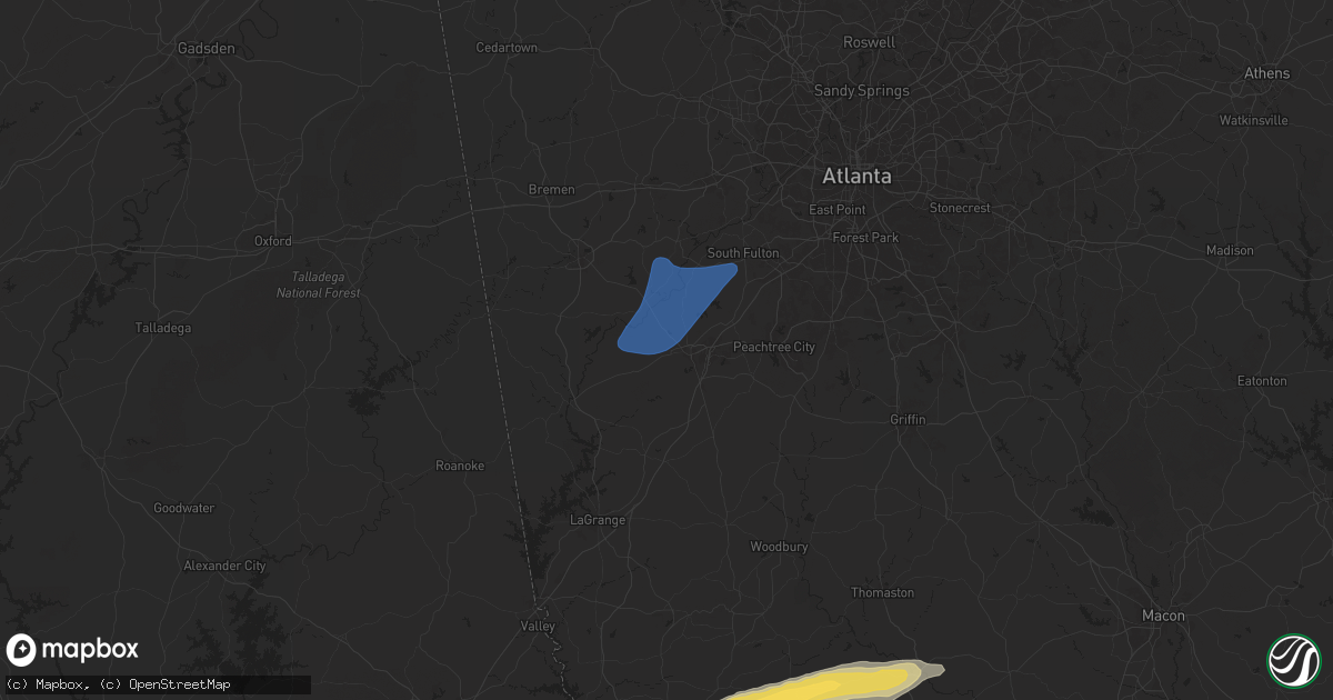 Hail map in Newnan, GA on April 6, 2025