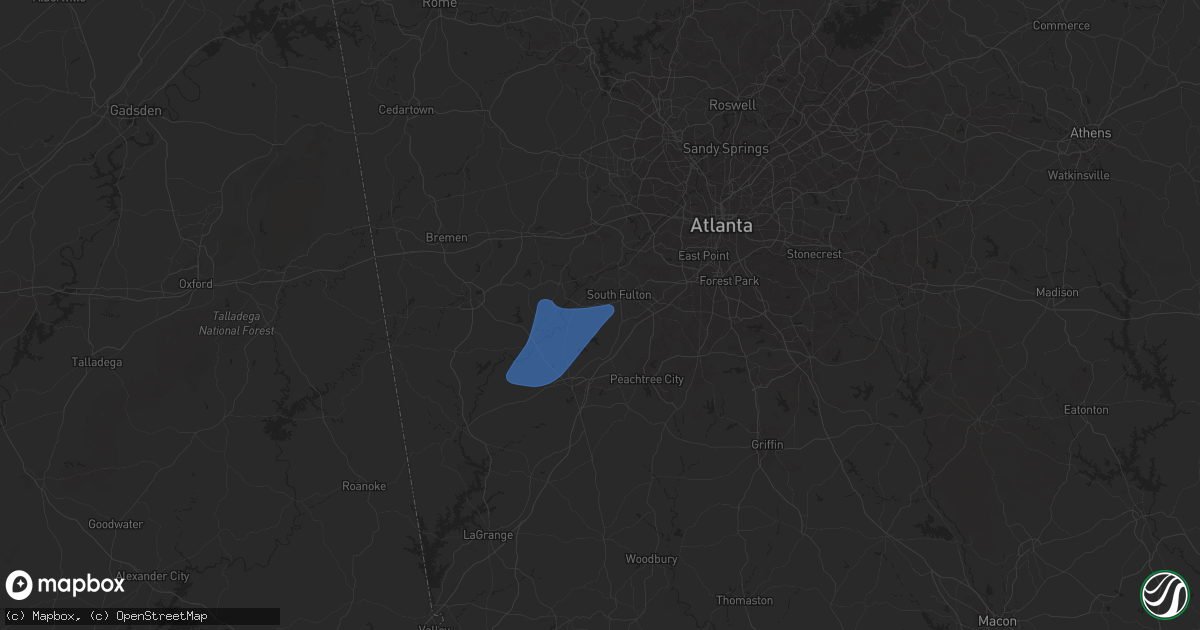 Hail map in Palmetto, GA on April 6, 2025