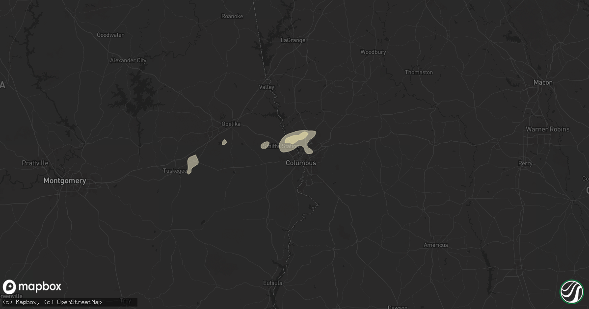 Hail map in Phenix City, AL on April 6, 2025