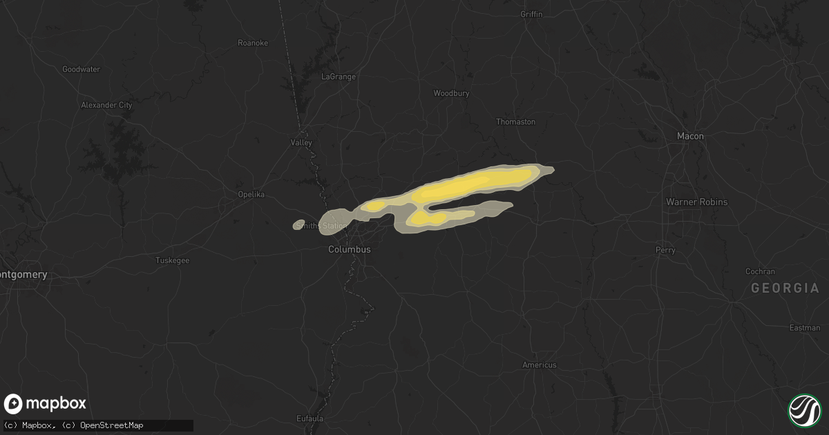 Hail map in Upatoi, GA on April 6, 2025