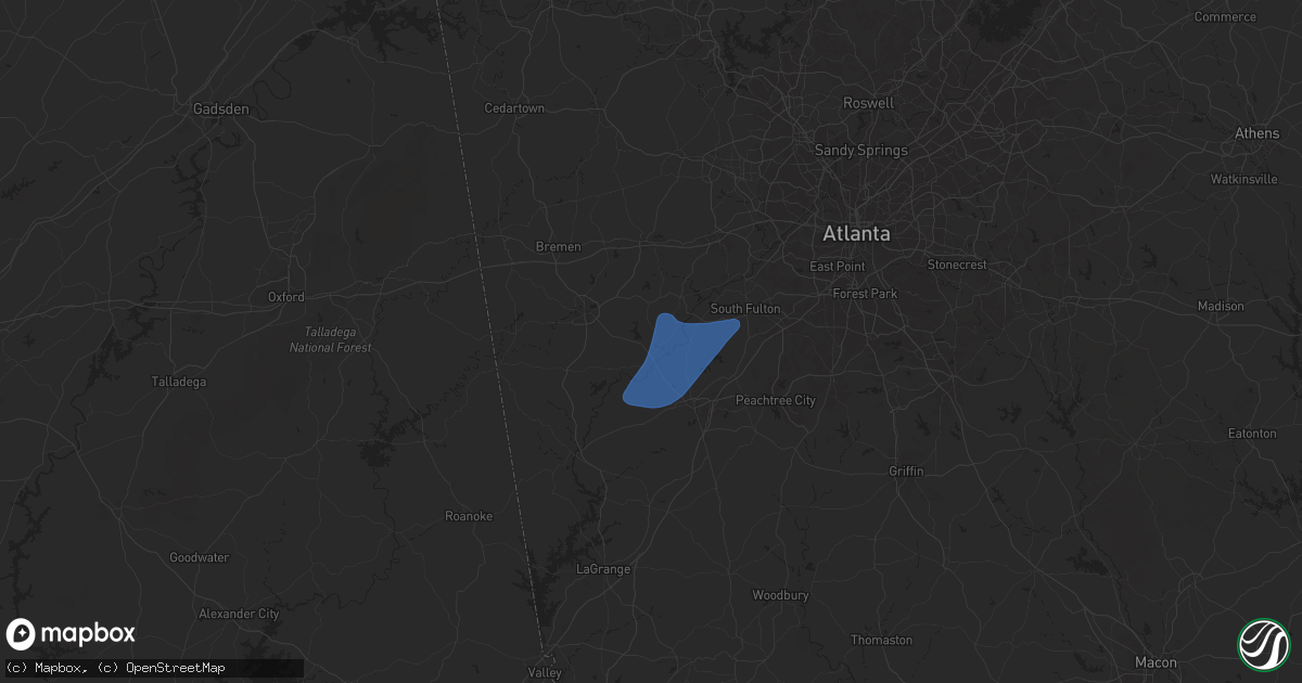 Hail map in Whitesburg, GA on April 6, 2025