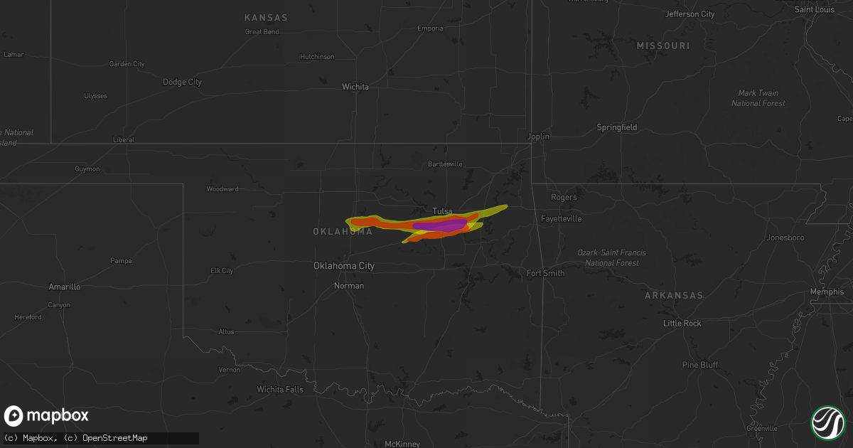 Hail map in Oklahoma on April 7, 2008
