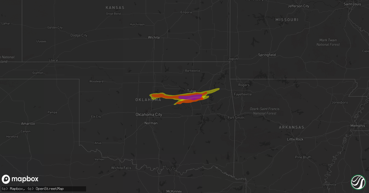 Hail map on April 7, 2008