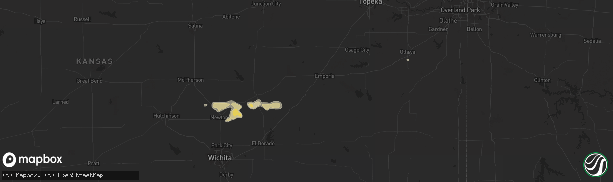 Hail map in Elbing, KS on April 7, 2011