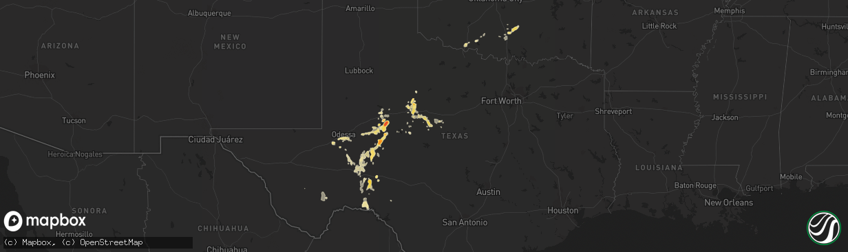 Hail map in Oklahoma on April 7, 2012