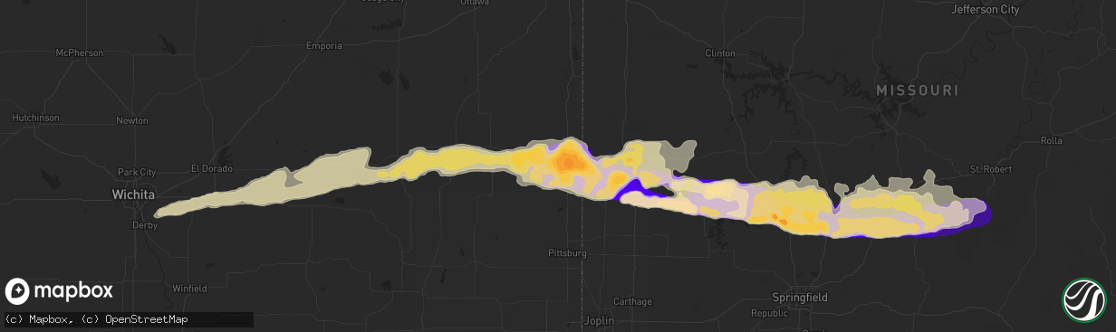Hail map in Fort Scott, KS on April 7, 2013