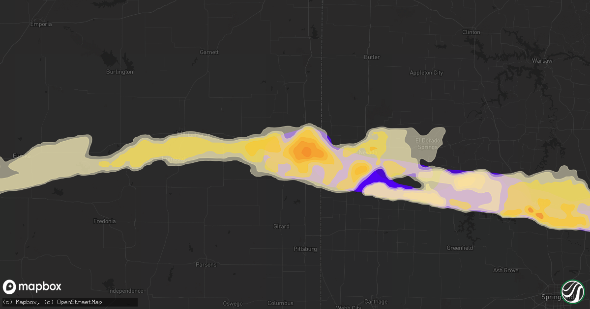 Hail map in Fort Scott, KS on April 7, 2013