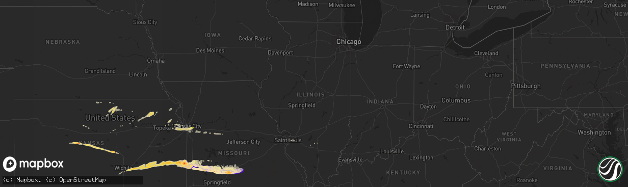 Hail map in Illinois on April 7, 2013