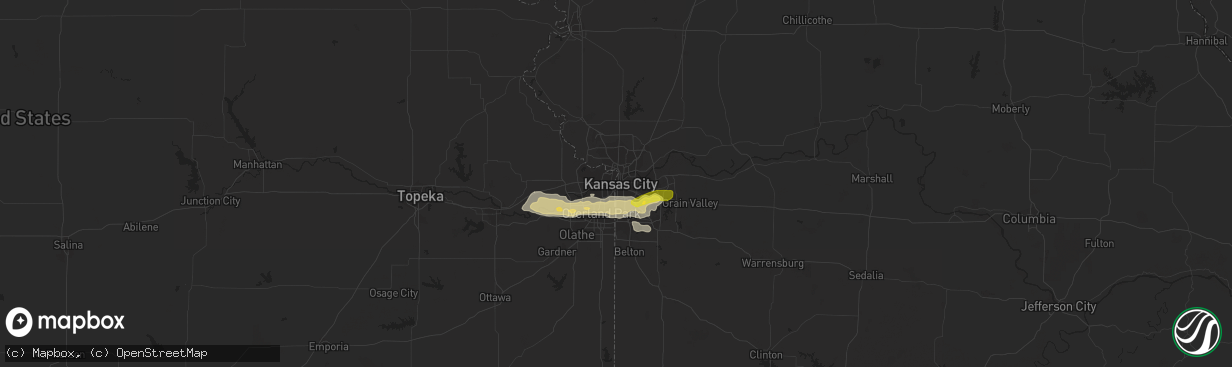 Hail map in Kansas City, MO on April 7, 2013