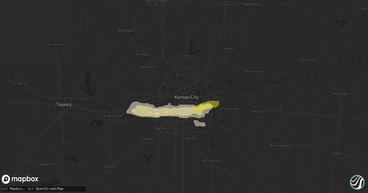 Hail map in Kansas City, MO on April 7, 2013