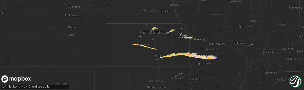 Hail map in Kansas on April 7, 2013