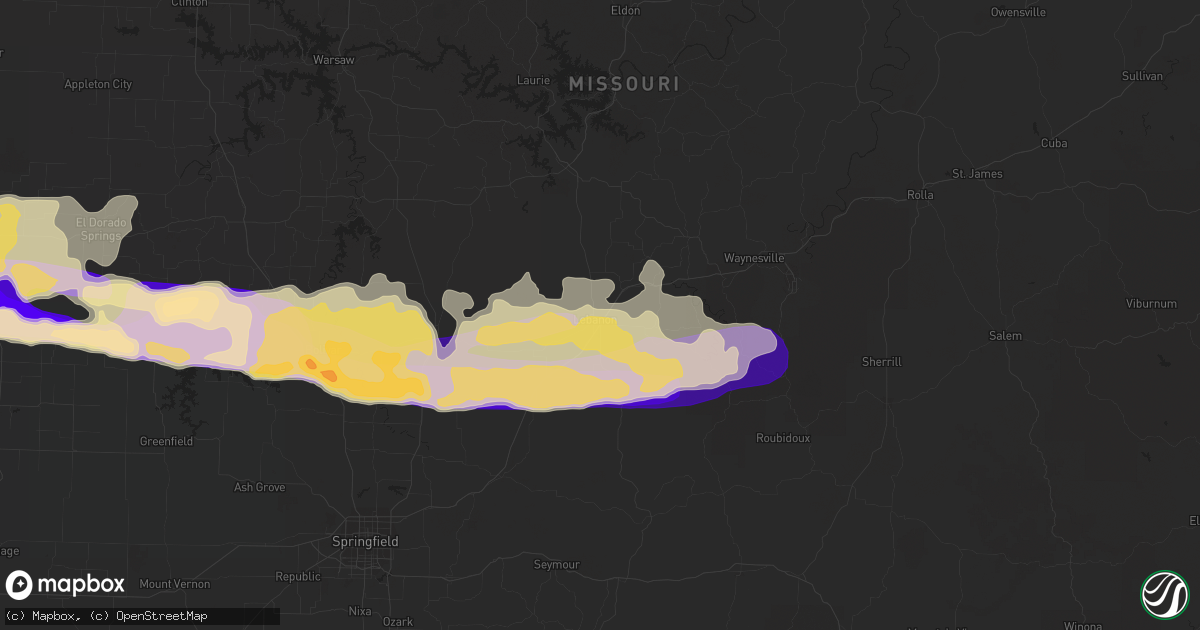 Hail map in Lebanon, MO on April 7, 2013
