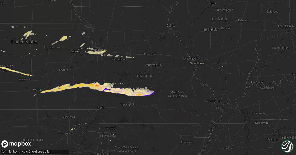Hail map in Missouri on April 7, 2013