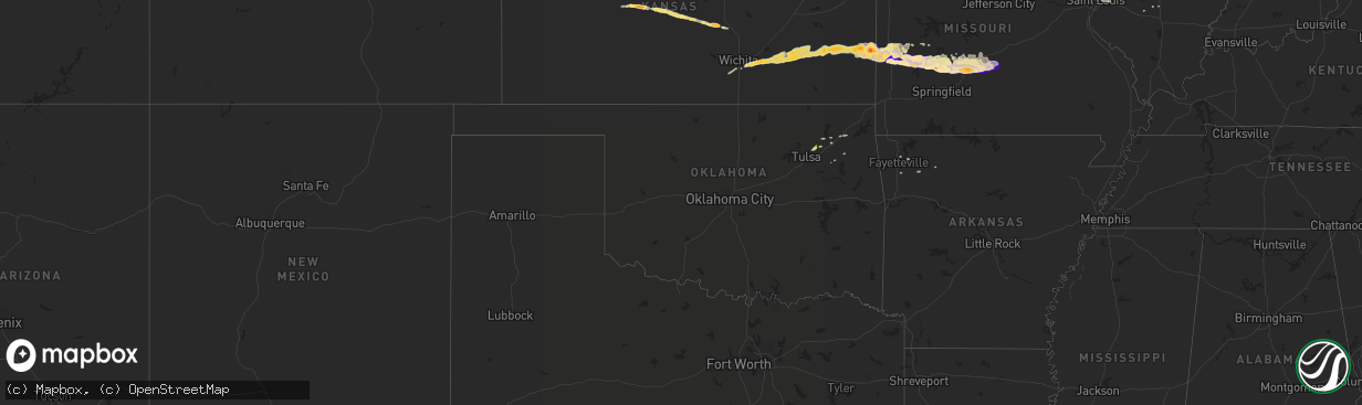 Hail map in Oklahoma on April 7, 2013
