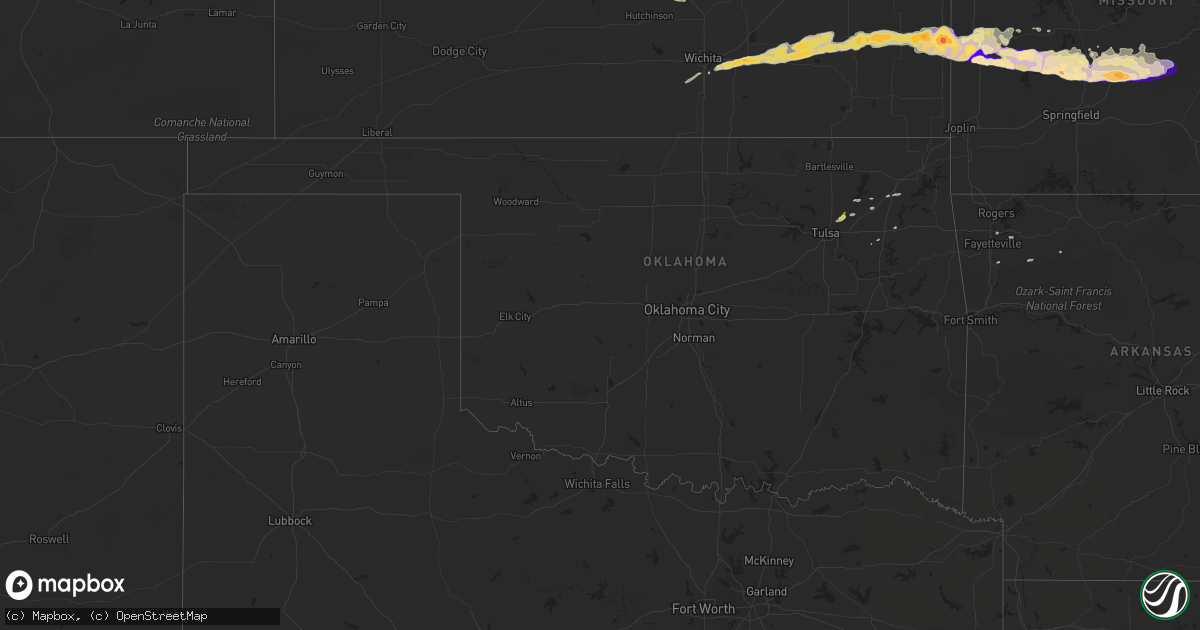 Hail map in Oklahoma on April 7, 2013