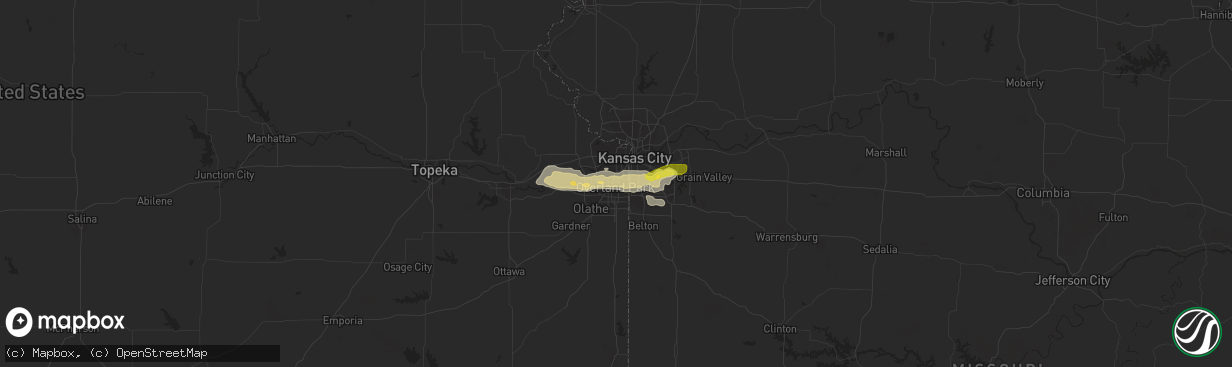 Hail map in Overland Park, KS on April 7, 2013