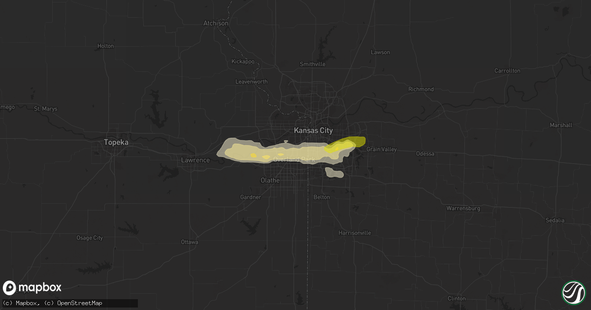 Hail map in Overland Park, KS on April 7, 2013