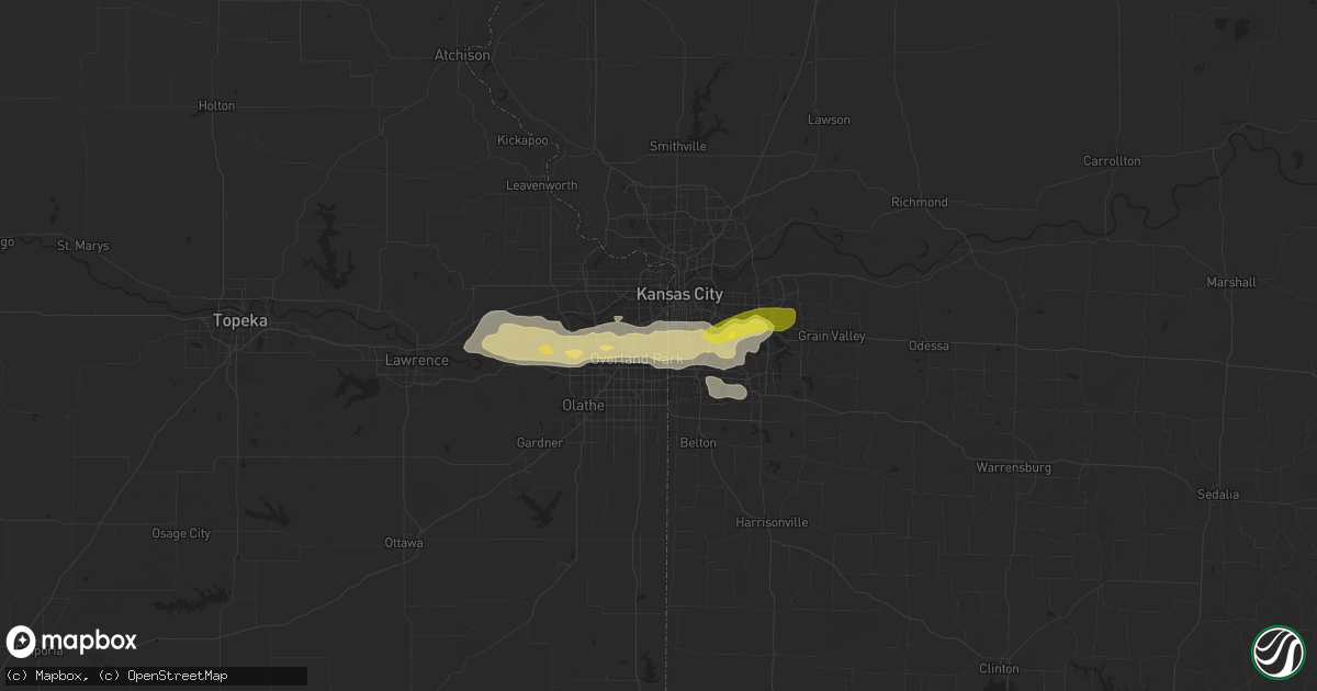 Hail map in Prairie Village, KS on April 7, 2013