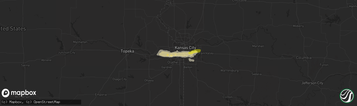 Hail map in Shawnee, KS on April 7, 2013
