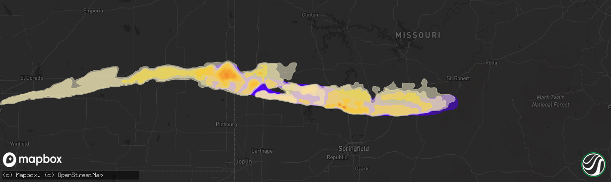 Hail map in Stockton, MO on April 7, 2013