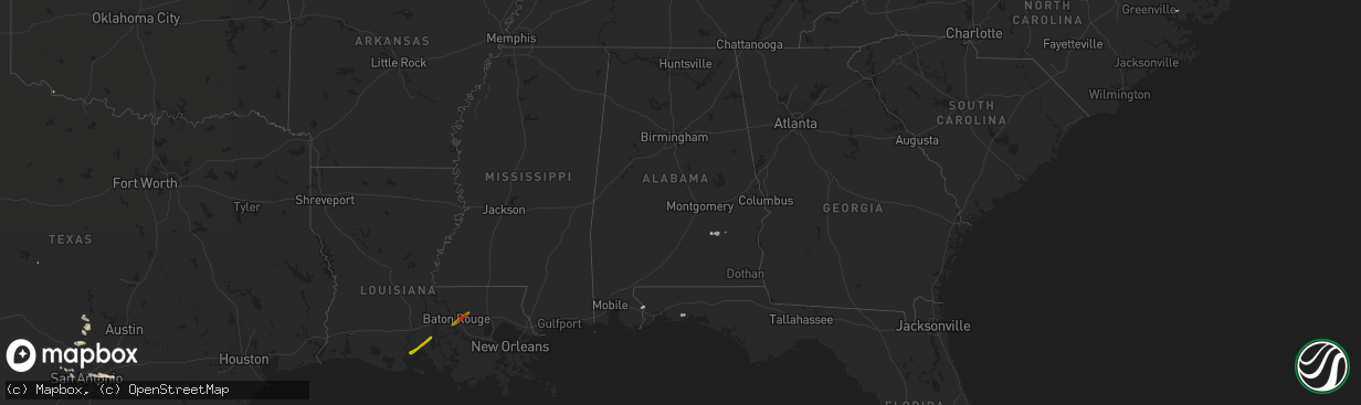 Hail map in Alabama on April 7, 2014