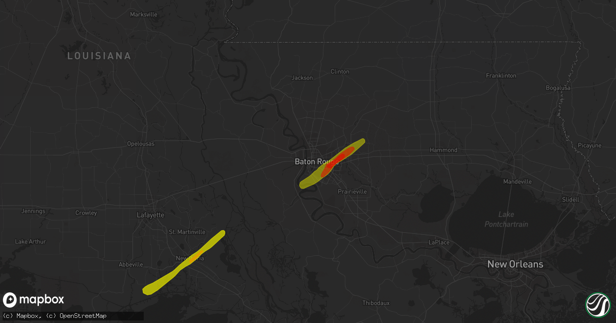 Hail map in Baton Rouge, LA on April 7, 2014