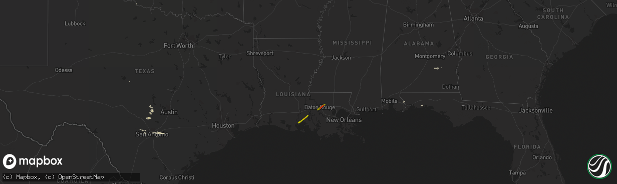 Hail map in Louisiana on April 7, 2014