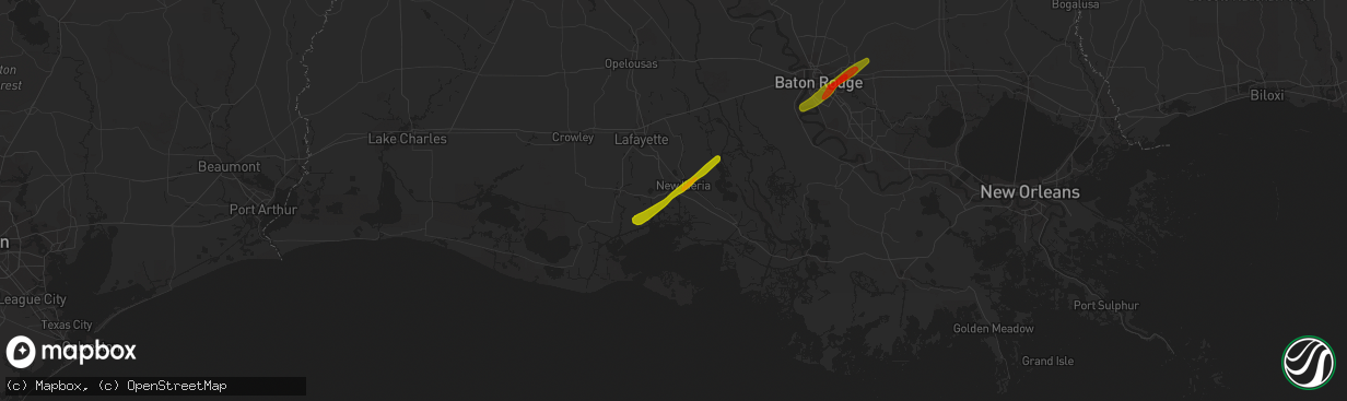 Hail map in New Iberia, LA on April 7, 2014