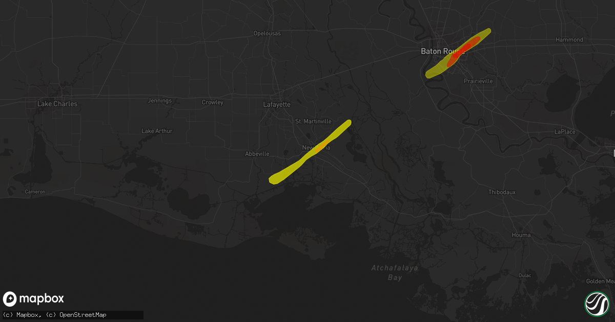 Hail map in New Iberia, LA on April 7, 2014