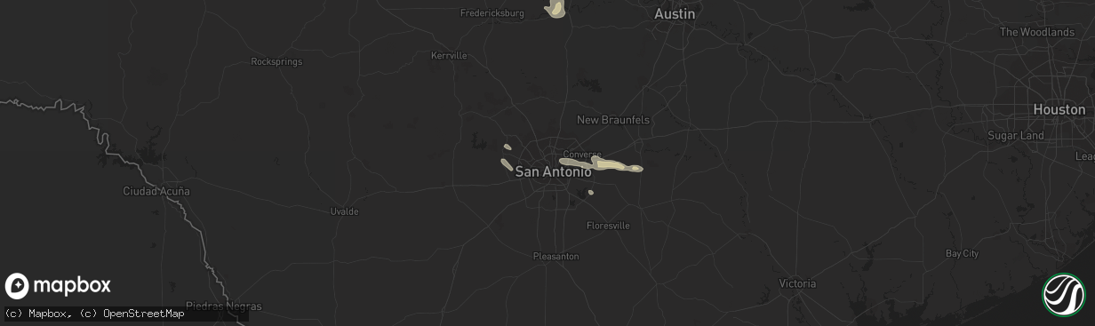 Hail map in San Antonio, TX on April 7, 2014