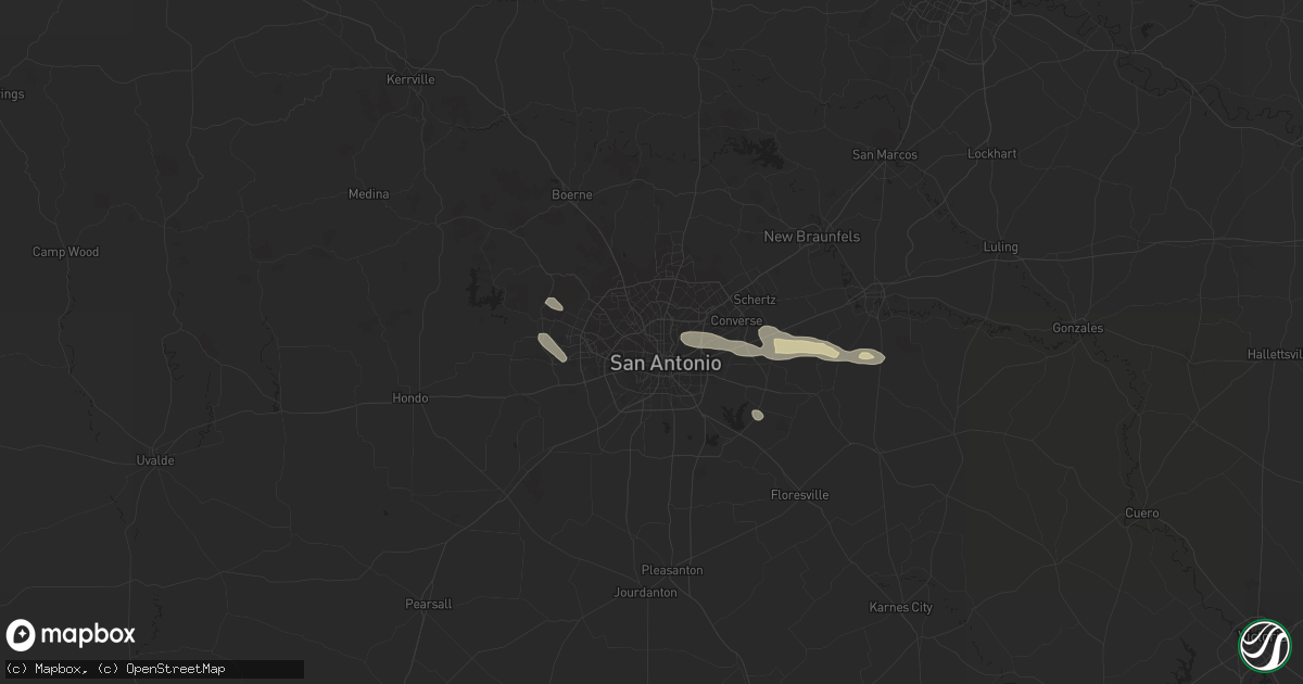 Hail map in San Antonio, TX on April 7, 2014