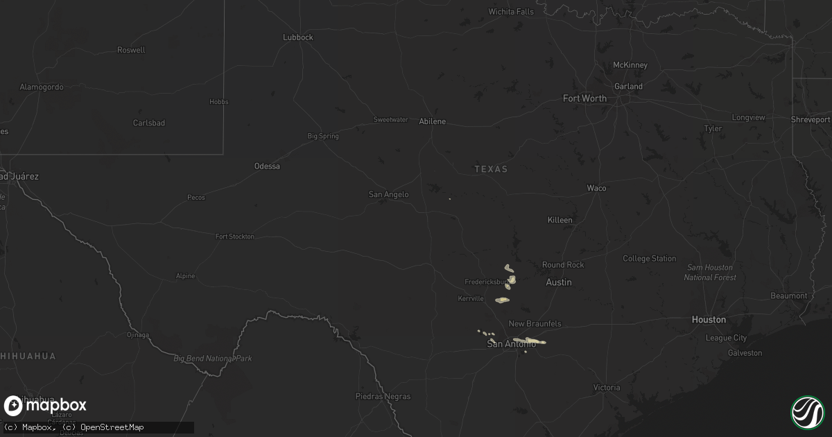 Hail map in Texas on April 7, 2014