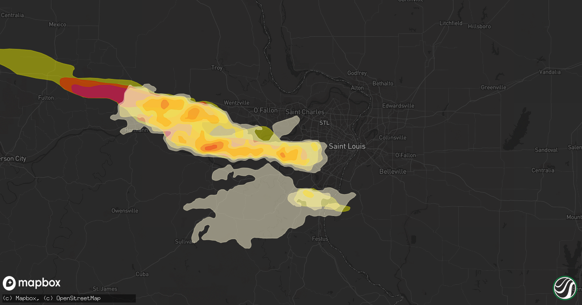 Hail map in Ballwin, MO on April 7, 2015