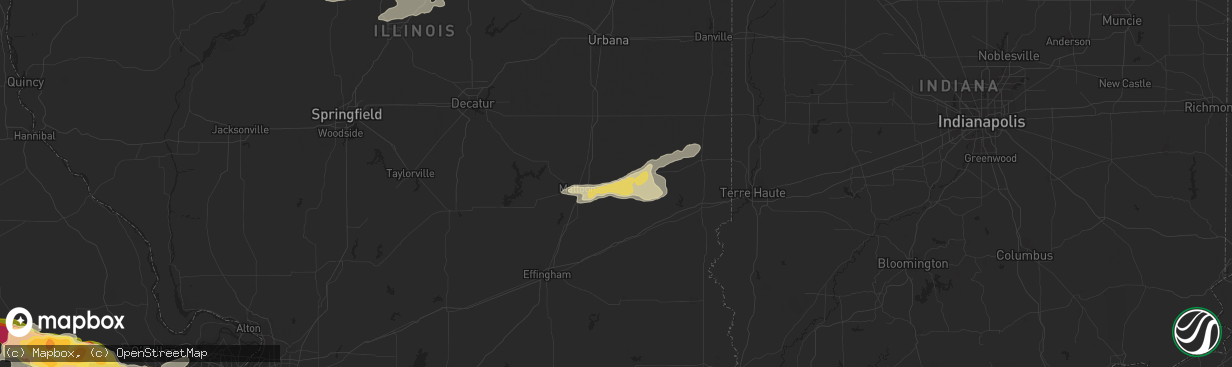 Hail map in Charleston, IL on April 7, 2015