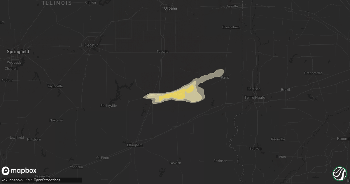 Hail map in Charleston, IL on April 7, 2015