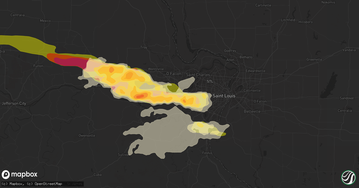 Hail map in Chesterfield, MO on April 7, 2015