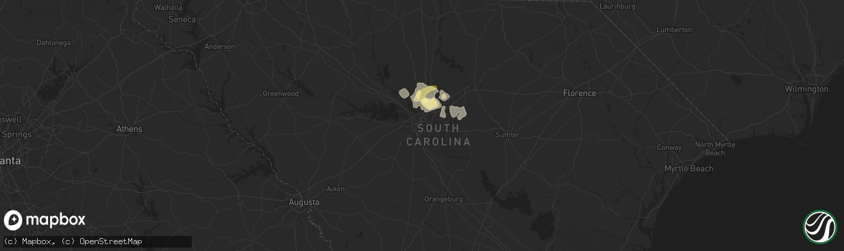 Hail map in Columbia, SC on April 7, 2015