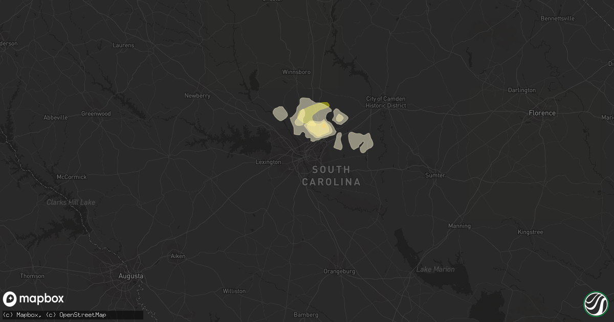 Hail map in Columbia, SC on April 7, 2015