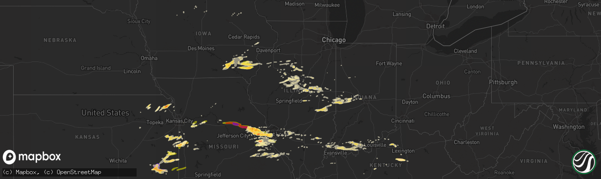 Hail map in Illinois on April 7, 2015