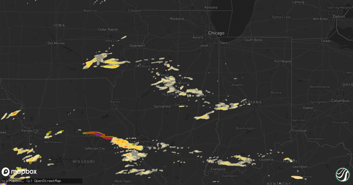 Hail map in Illinois on April 7, 2015